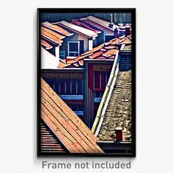 Pixel Art Poster - Noteworthy Rooftops (8 Bit Psychedelic Video Game Print)