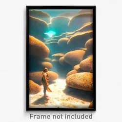 Pixel Art Poster - Tan Reef (8 Bit Psychedelic Trippy Weird Video Game Print)