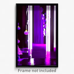 Pixel Art Poster - Purple Christmas (8 Bit Psychedelic Trippy Video Game Print)