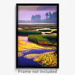 Pixel Art Poster - Worldly Marsh (8 Bit Psychedelic Trippy Video Game Print)