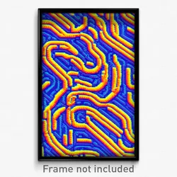 Pixel Art Poster - Vibrant Maze (8 Bit Psychedelic Trippy Video Game Print)