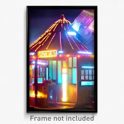 Pixel Art Poster - Electric Hut (8 Bit Psychedelic Trippy Video Game Print)