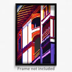 Pixel Art Poster - Jaw Dropping Mexican Architecture (8 Bit Video Game Print)