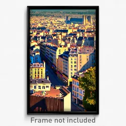 Pixel Art Poster - Simple French City (8 Bit Psychedelic Video Game Print)