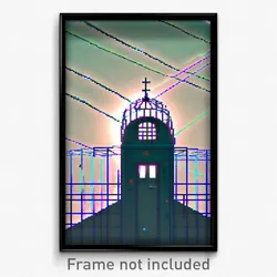 Pixel Art Poster - Wire Frame Glitchy Asylum (8 Bit Video Game Print)