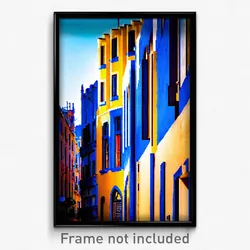Pixel Art Poster - Blue Barcelona (8 Bit Psychedelic Trippy Video Game Print)