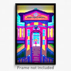 Pixel Art Poster - Enchanted High School (8 Bit Psychedelic Video Game Print)