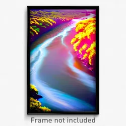 Pixel Art Poster - Vibrant River (8 Bit Psychedelic Trippy Video Game Print)