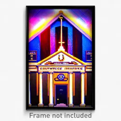 Pixel Art Poster - Authentic Courthouse (8 Bit Psychedelic Video Game Print)