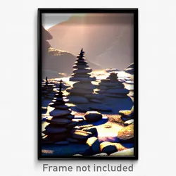 Pixel Art Poster - Harmonious Cairn (8 Bit Psychedelic Trippy Video Game Print)