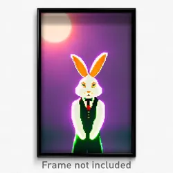 Pixel Art Poster - Wide Rabbit (8 Bit Psychedelic Trippy Weird Video Game Print)