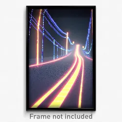 Pixel Art Poster - Digital Wire Frame Road (8 Bit Psychedelic Video Game Print)