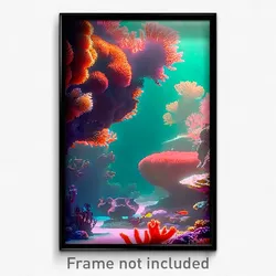 Pixel Art Poster - Creepy Coral Reef (8 Bit Psychedelic Trippy Video Game Print)