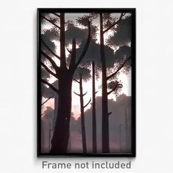 Pixel Art Poster - Gloomy Trees (8 Bit Psychedelic Trippy Video Game Print)