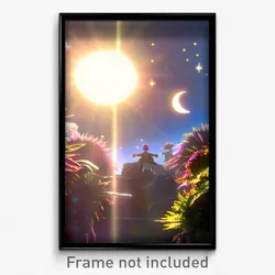 Pixel Art Poster - Fabulous Sun And Moon (8 Bit Psychedelic Video Game Print)