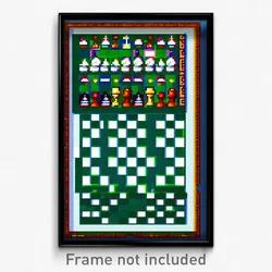 Pixel Art Poster - Zealous Chess Board (8 Bit Psychedelic Video Game Print)