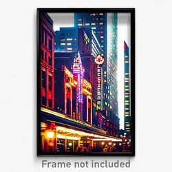 Pixel Art Poster - Electric Canadian City (8 Bit Psychedelic Video Game Print)