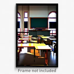 Pixel Art Poster - Classic Classroom (8 Bit Psychedelic Trippy Video Game Print)