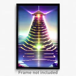 Pixel Art Poster - Infinite Ziggurat (8 Bit Psychedelic Trippy Video Game Print)
