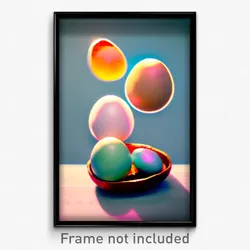 Pixel Art Poster - Imaginary Eggs (8 Bit Psychedelic Trippy Video Game Print)
