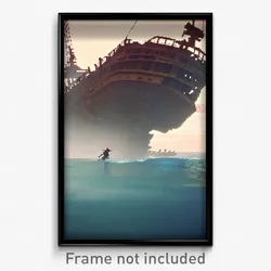 Pixel Art Poster - Far Sea Wreck (8 Bit Psychedelic Trippy Video Game Print)