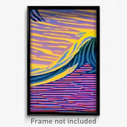 Pixel Art Poster - Striped Tsunami (8 Bit Psychedelic Trippy Video Game Print)