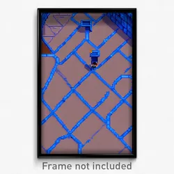 Pixel Art Poster - Blue Brickyard (8 Bit Psychedelic Trippy Video Game Print)