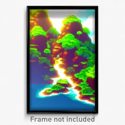 Pixel Art Poster - Voluminous Isle (8 Bit Psychedelic Trippy Video Game Print)