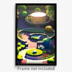 Pixel Art Poster - Round Garden (8 Bit Psychedelic Trippy Video Game Print)
