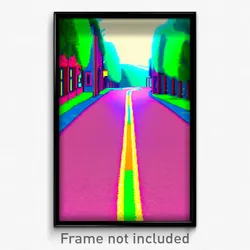 Pixel Art Poster - Colorful Lane (8 Bit Psychedelic Trippy Video Game Print)