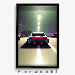 Pixel Art Poster - Warlike Car (8 Bit Psychedelic Trippy Weird Video Game Print)