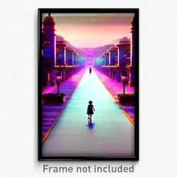 Pixel Art Poster - Imaginary Promenade (8 Bit Psychedelic Video Game Print)