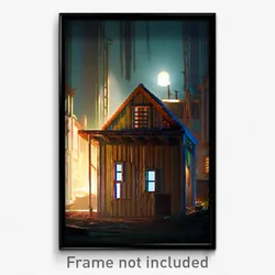 Pixel Art Poster - Mysterious Shack Tenement (8 Bit Video Game Print)