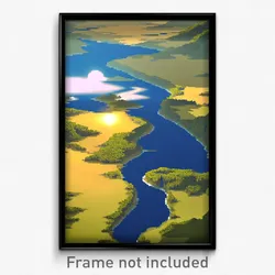 Pixel Art Poster - Puzzling Loch (8 Bit Psychedelic Trippy Video Game Print)