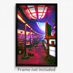 Pixel Art Poster - Warped Marketplace (8 Bit Psychedelic Video Game Print)