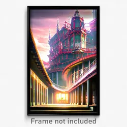 Pixel Art Poster - Dangerous Anime Architecture (8 Bit Video Game Print)