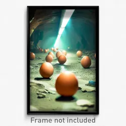 Pixel Art Poster - Underground Eggs (8 Bit Psychedelic Trippy Video Game Print)