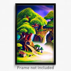 Pixel Art Poster - Miniature Shire (8 Bit Psychedelic Trippy Video Game Print)