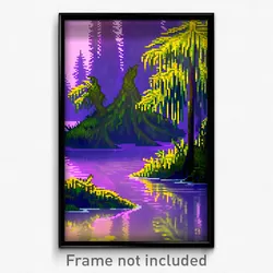 Pixel Art Poster - Beloved Swamp (8 Bit Psychedelic Trippy Video Game Print)