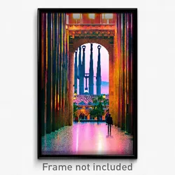 Pixel Art Poster - Sweet Barcelona (8 Bit Psychedelic Trippy Video Game Print)