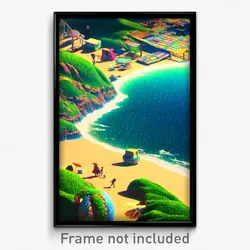 Pixel Art Poster - Plastic Coast (8 Bit Psychedelic Trippy Video Game Print)