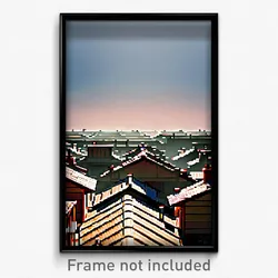 Pixel Art Poster - Smoggy Rooftops (8 Bit Psychedelic Trippy Video Game Print)