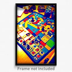 Pixel Art Poster - Cluttered Board Game (8 Bit Psychedelic Video Game Print)