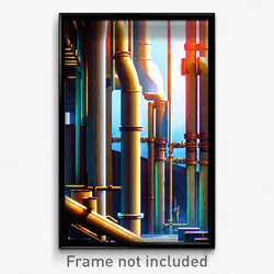 Pixel Art Poster - Large Pipes (8 Bit Psychedelic Trippy Weird Video Game Print)
