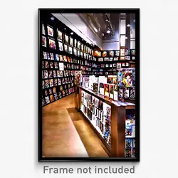 Pixel Art Poster - Bronze Comic Book Store (8 Bit Psychedelic Video Game Print)