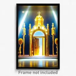 Pixel Art Poster - Golden Vestibule (8 Bit Psychedelic Trippy Video Game Print)