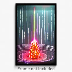 Pixel Art Poster - Digital Wire Frame Geyser (8 Bit Video Game Print)