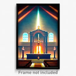 Pixel Art Poster - Digital Tabernacle (8 Bit Psychedelic Video Game Print)