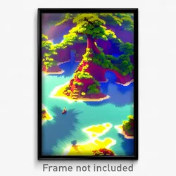 Pixel Art Poster - Leafy Archipelago (8 Bit Psychedelic Trippy Video Game Print)