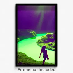 Pixel Art Poster - Green Lagoon (8 Bit Psychedelic Trippy Video Game Print)